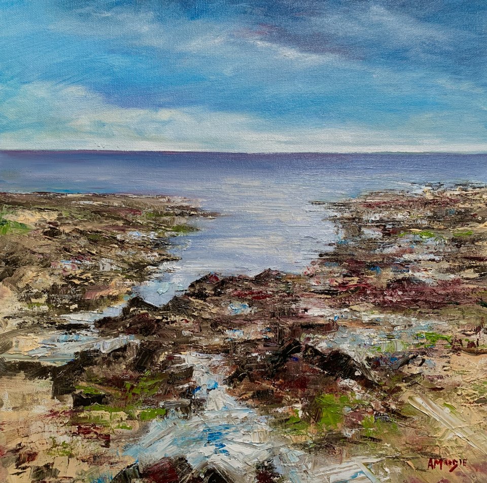 Sea Pools, Beadnell (oil on canvas)