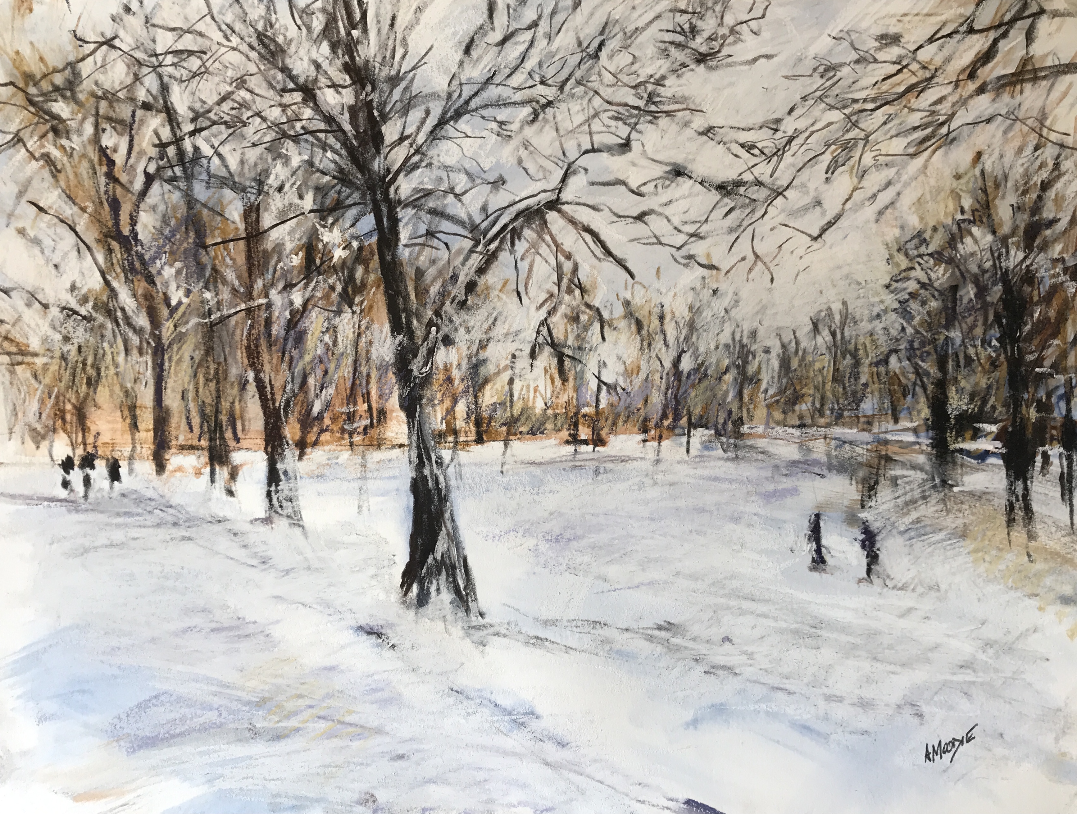 Snow Scene = 2 (mixed media, mounted)