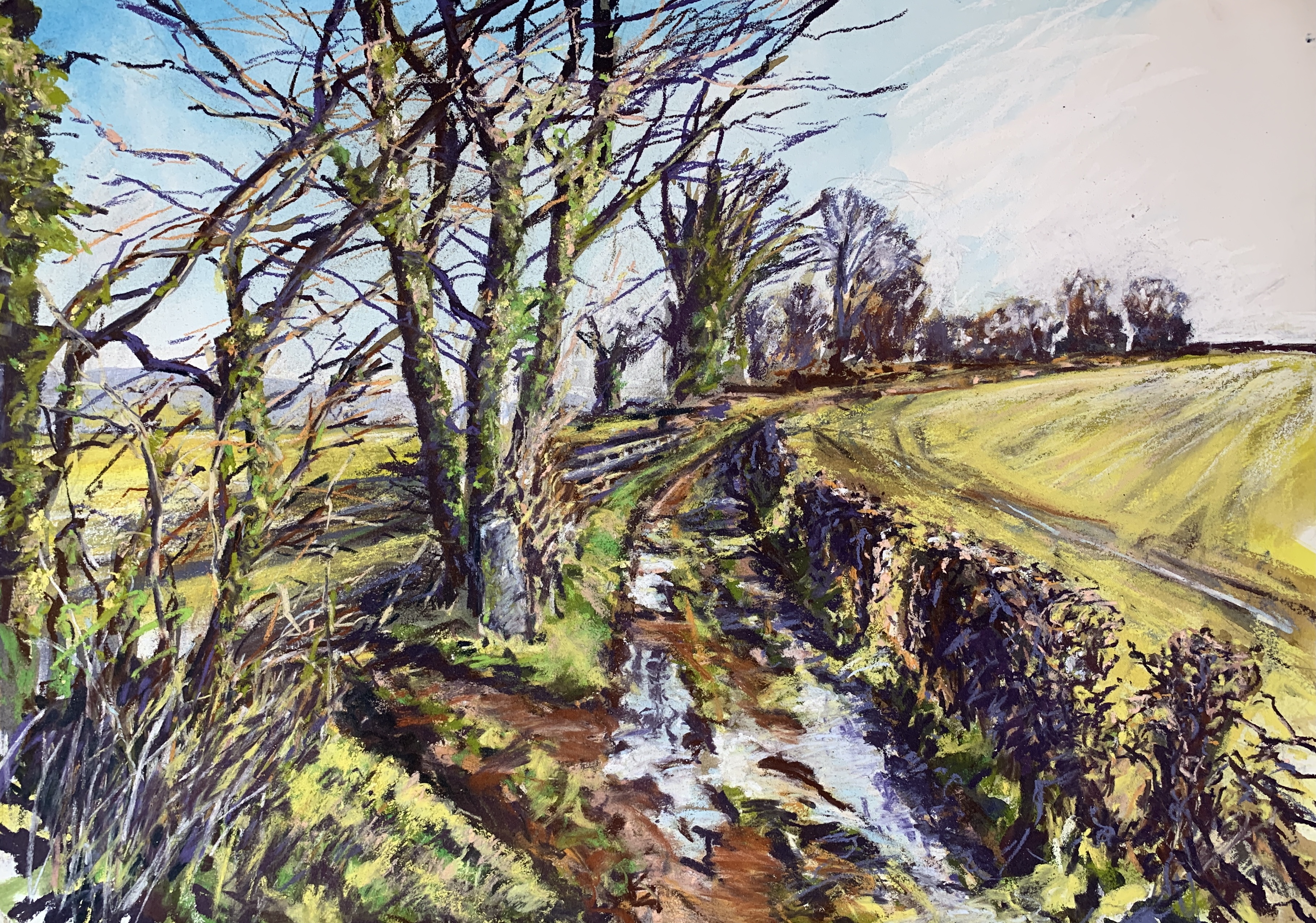 Cross Tracks (mixed media, mounted)