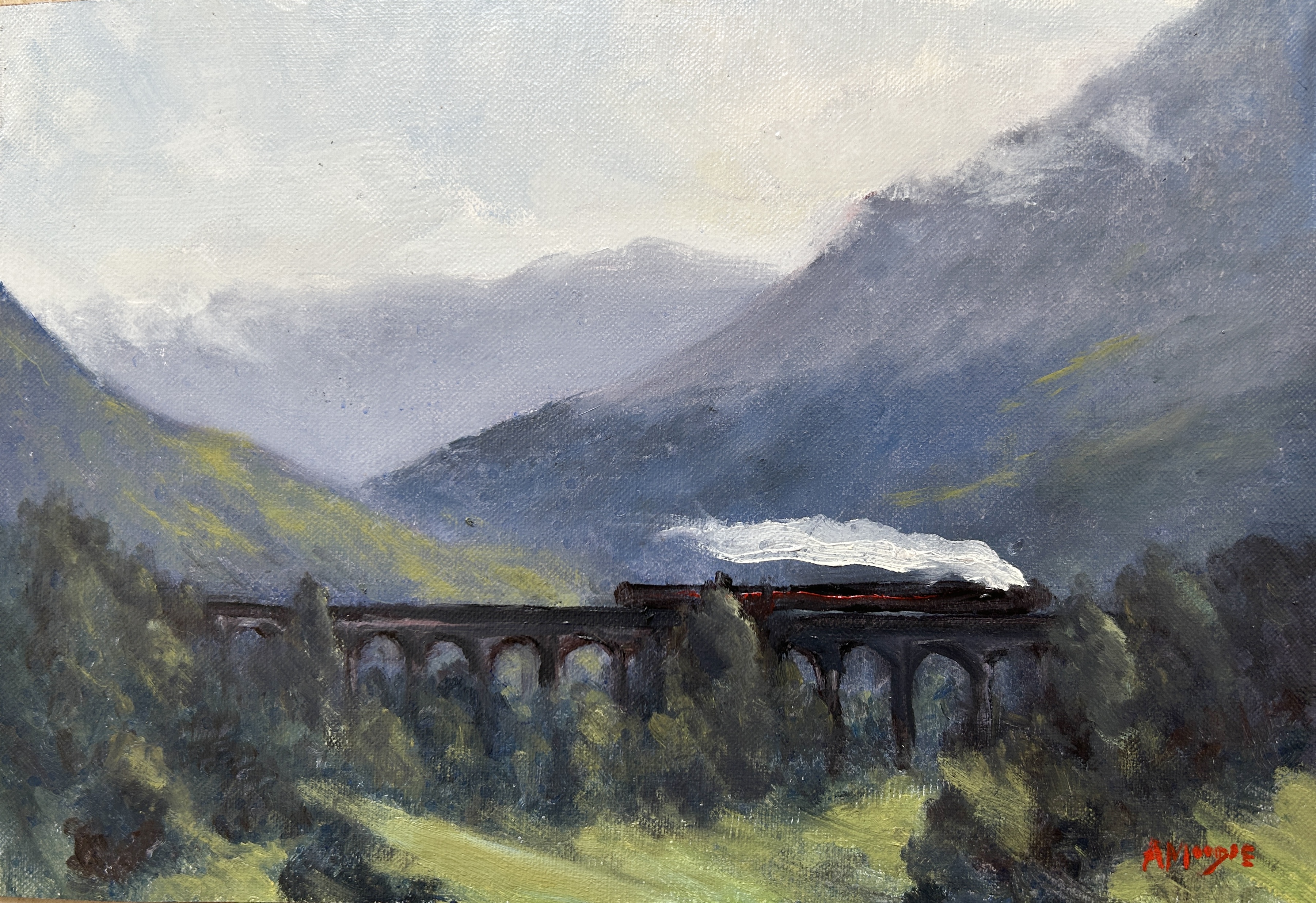 Potter Train Glenfinnan (oil, framed)