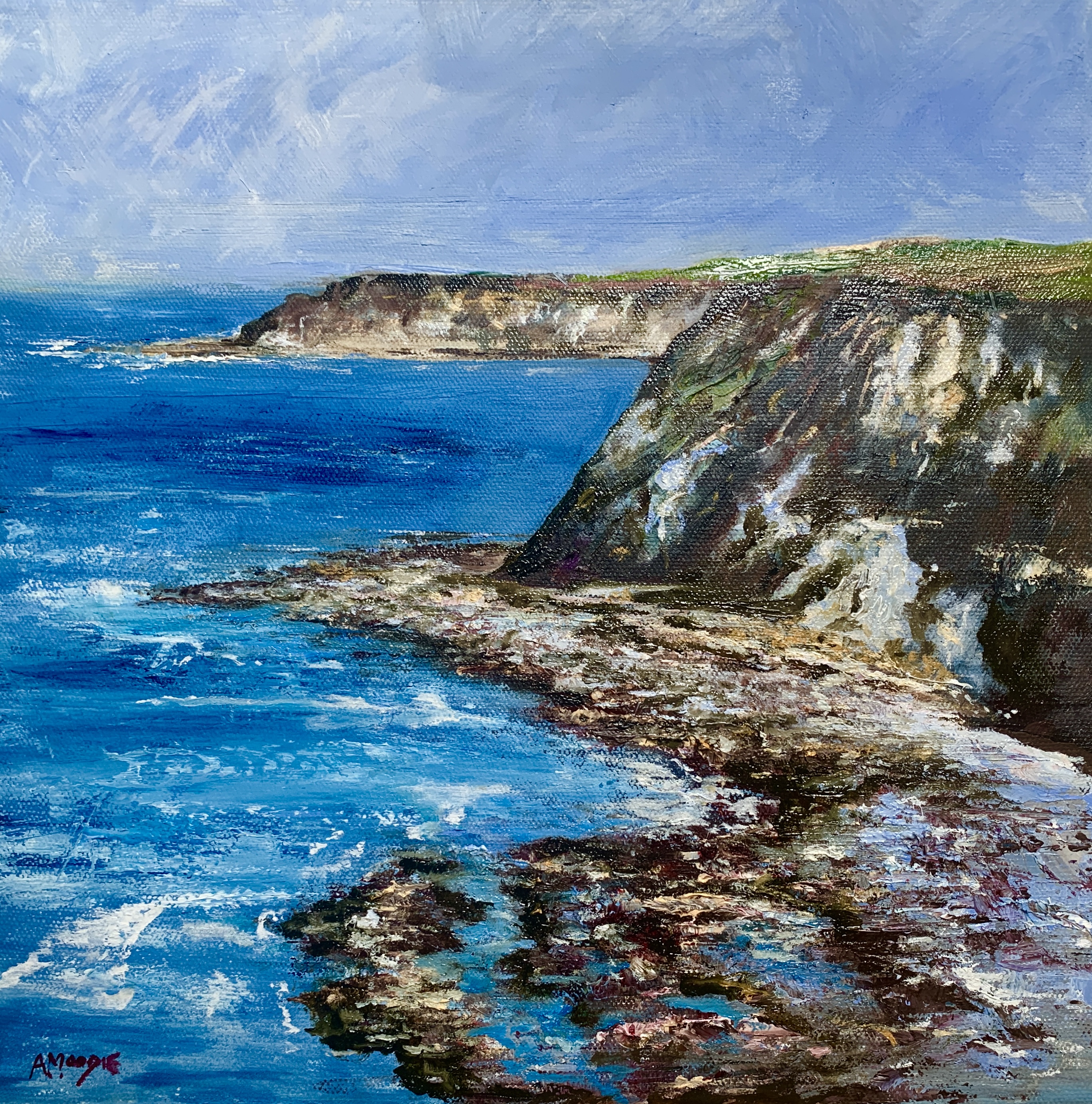 The Sea at Port Mulgrave (oil on canvas)