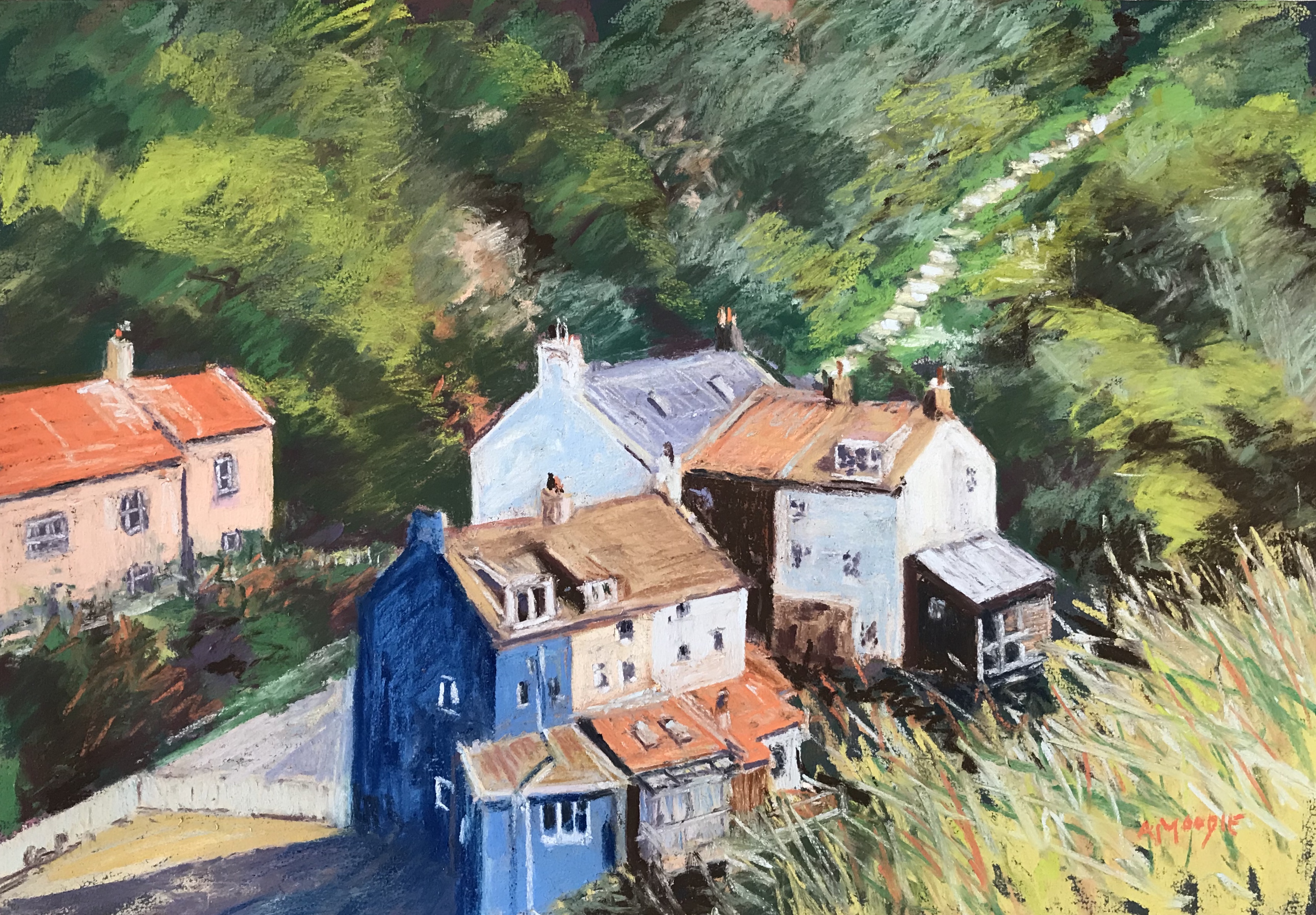 Quiet Corner (Staithes) (pastel, mounted)