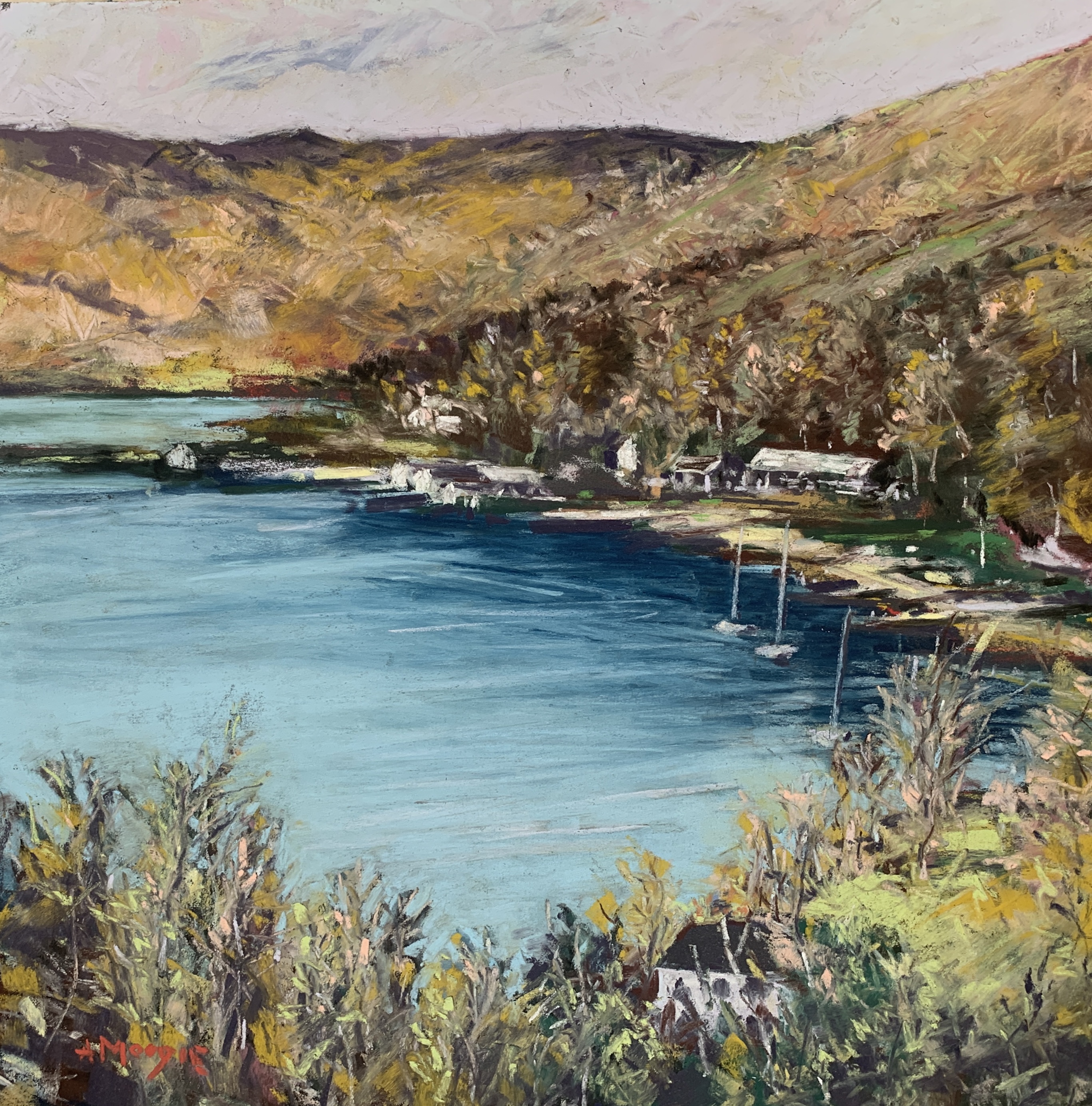 Boats on Lake Windermere (pastel, mounted)