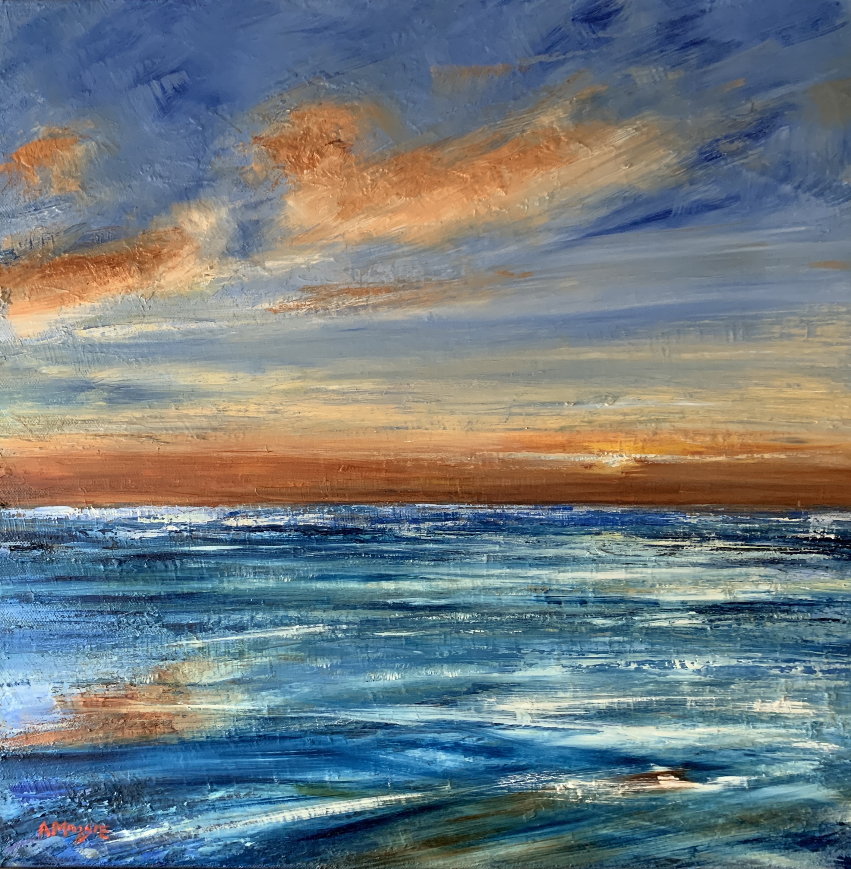 Sun Sets Over Calm (oil on canvas)