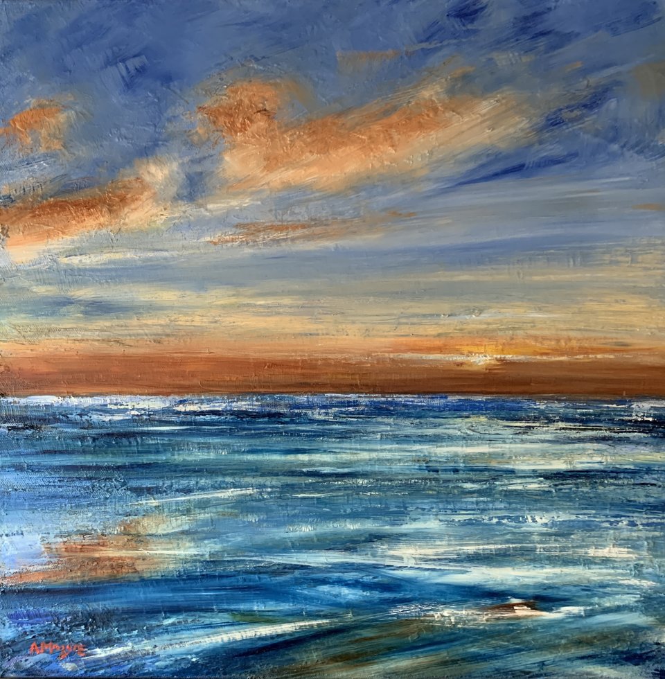 Sun Sets Over Calm (oil on canvas)