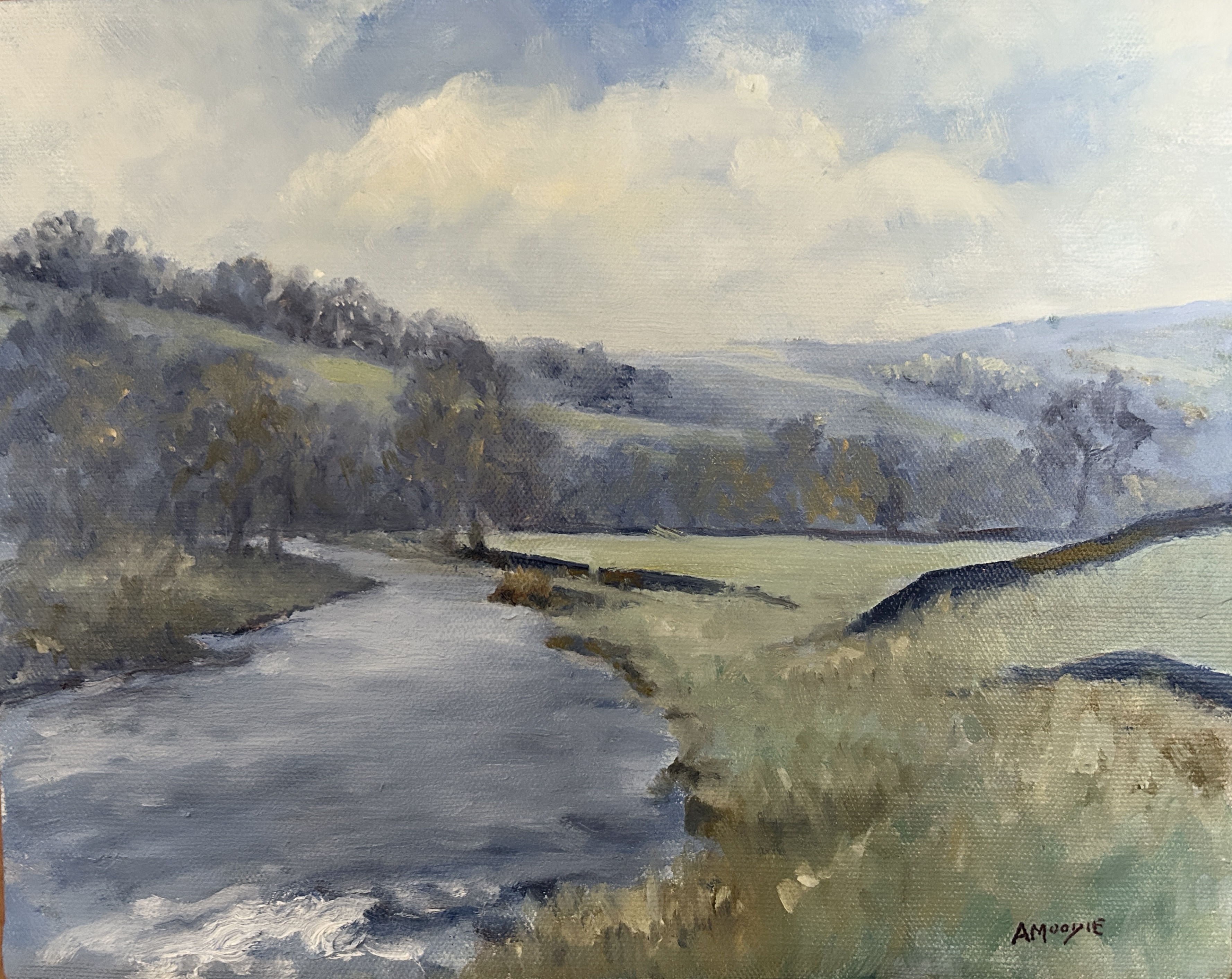The River Wharfe Near Barden (oil, framed)