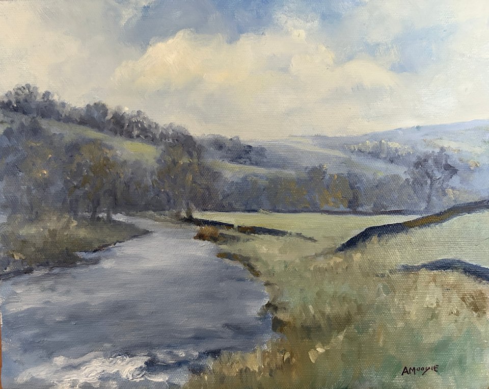 The River Wharfe Near Barden (oil, framed)