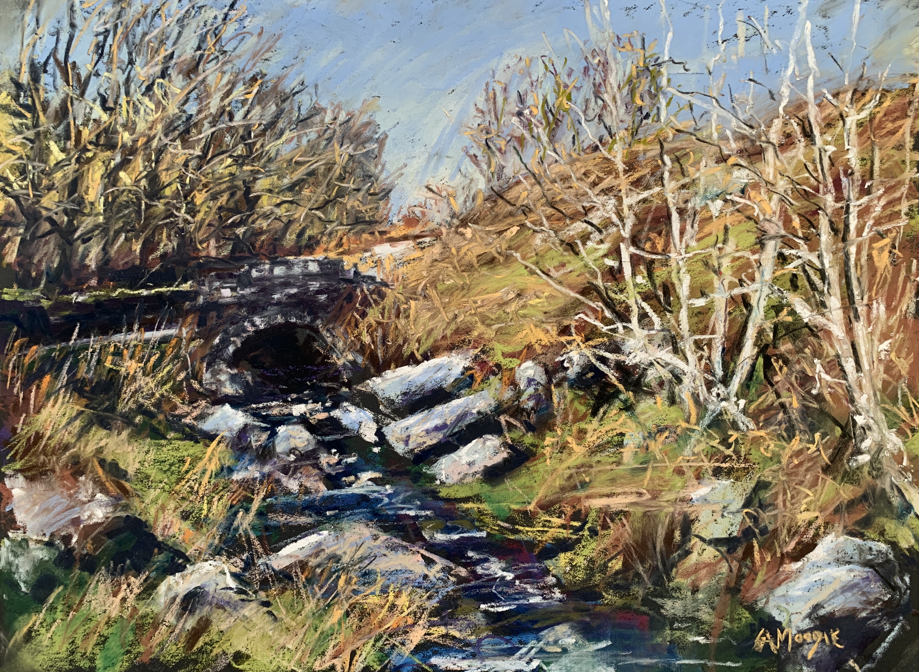 Rocky Stream (pastel, mounted)
