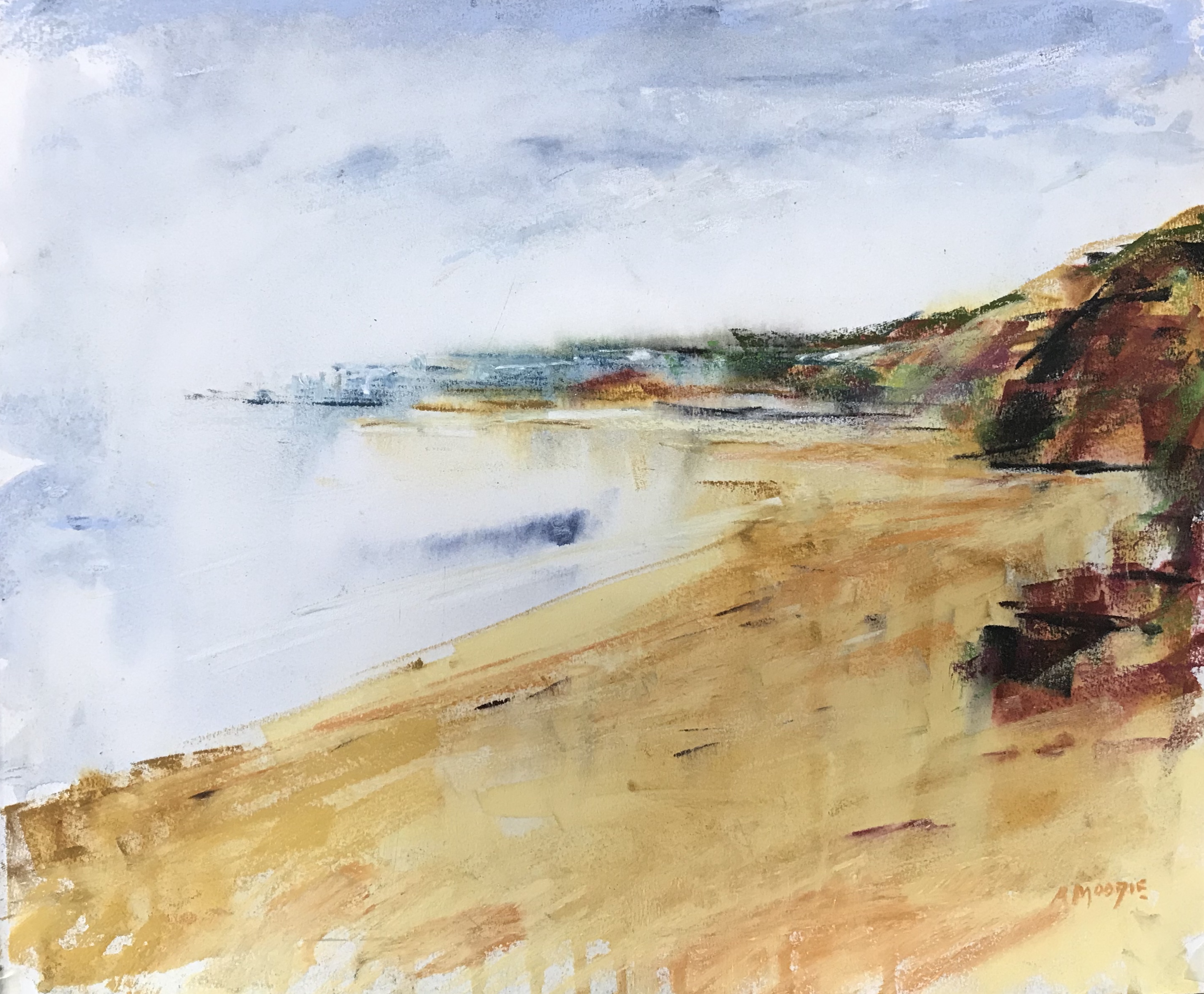 Morning Mist (Filey) (mixed media, mounted)