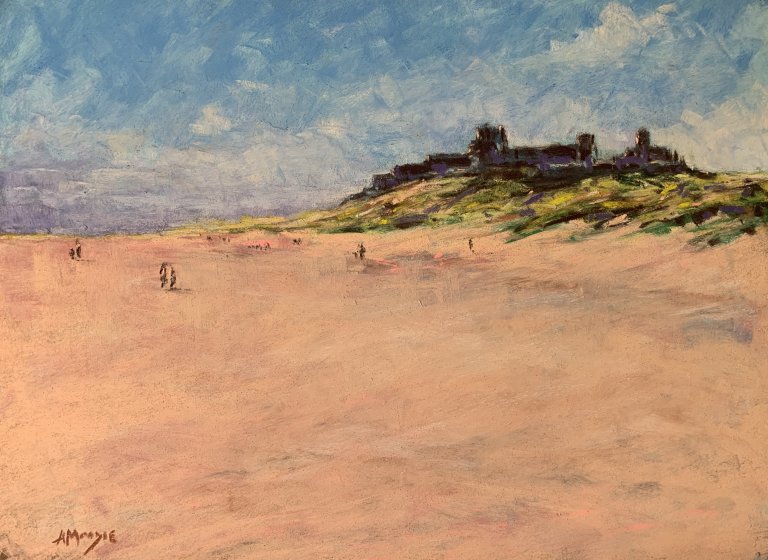 Beach Walks, Bamburgh (pastel, mounted)