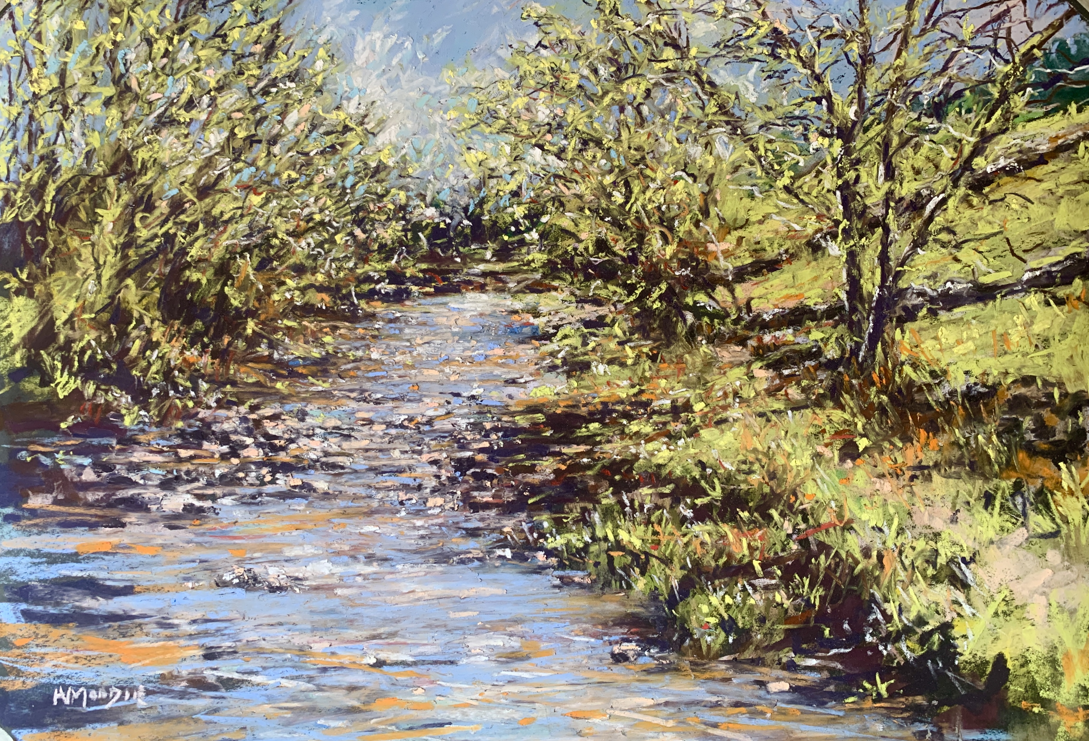 Sparkling River (pastel, mounted)