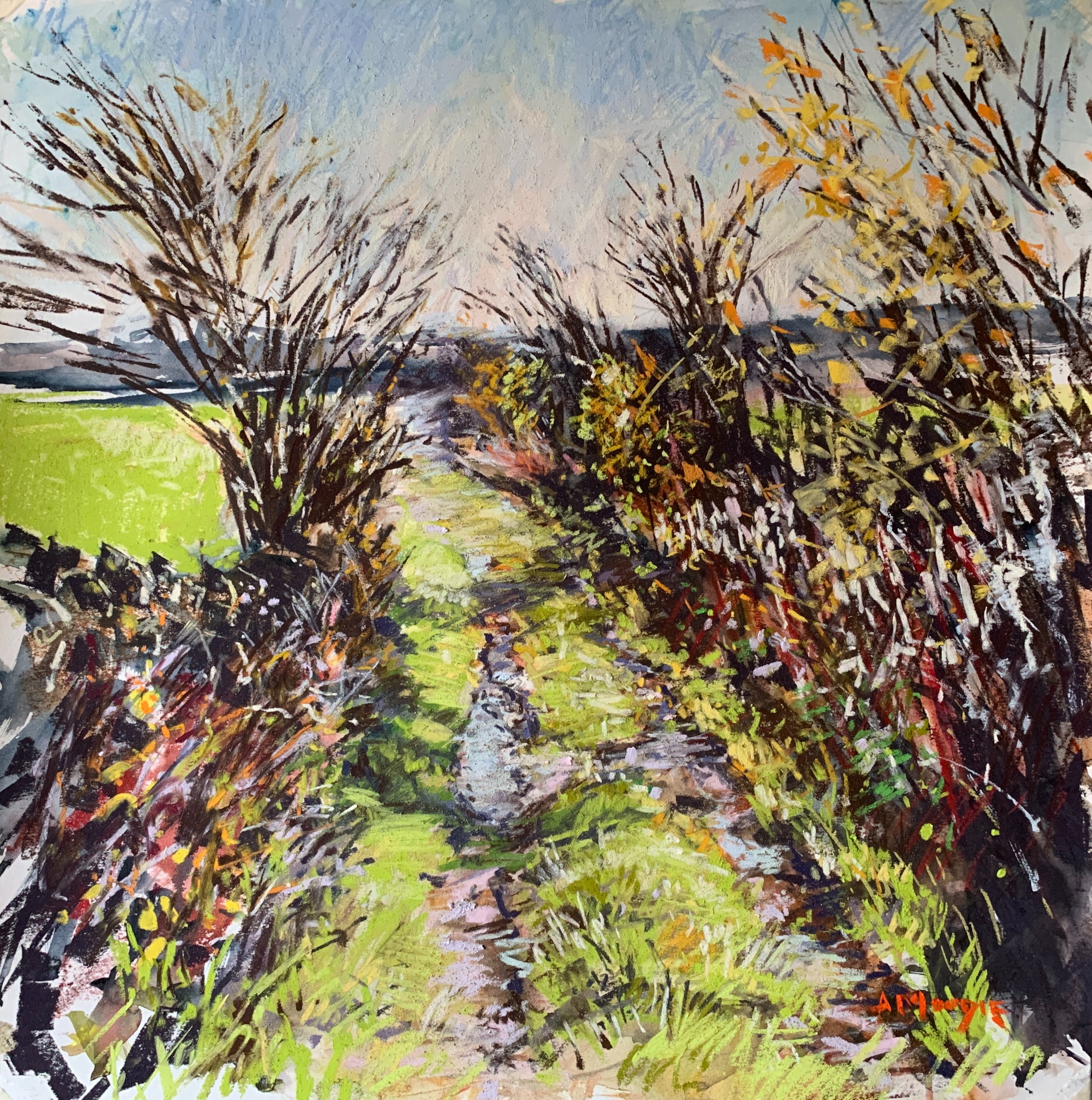 Drift Lane, November (mixed media, mounted)