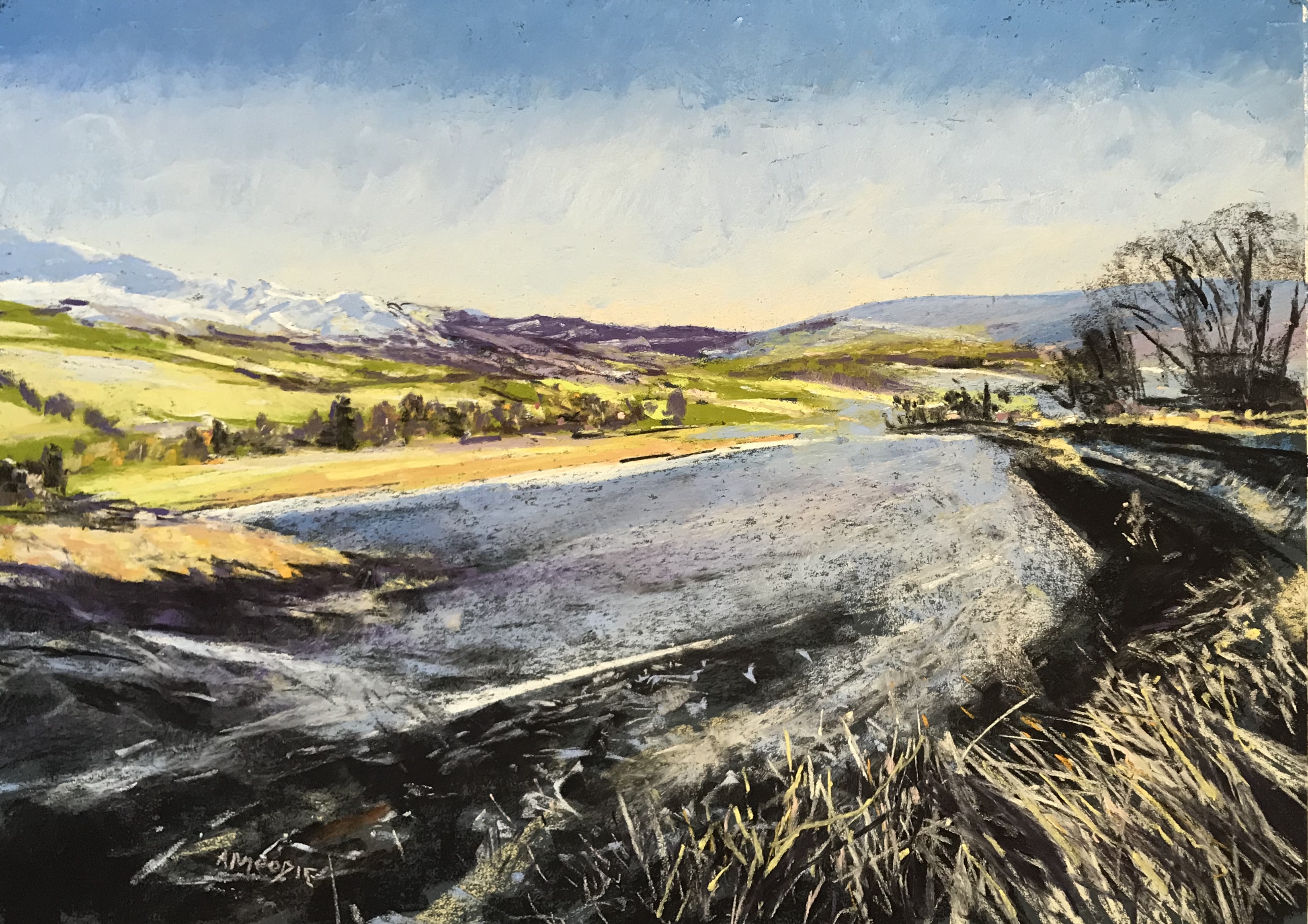 Balloch in January (pastel, mounted)