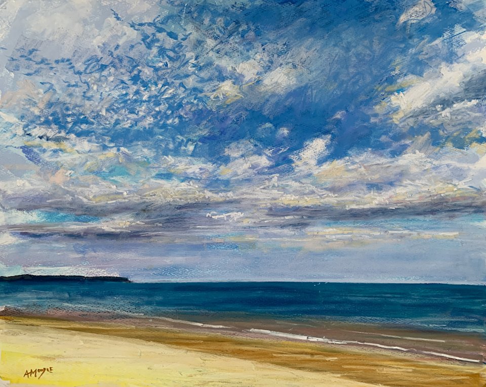 Coastal Clouds (mixed media, mounted)