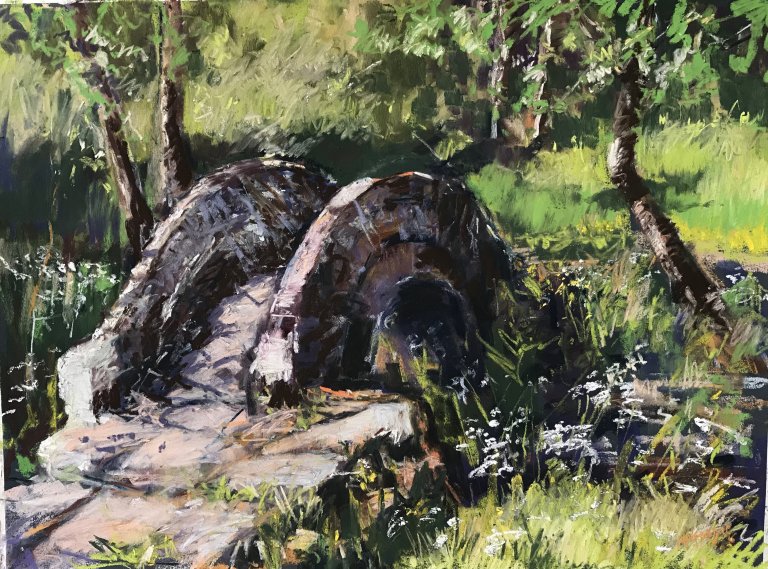 Packhorse Bridge, Yorkshire (pastel, mounted)