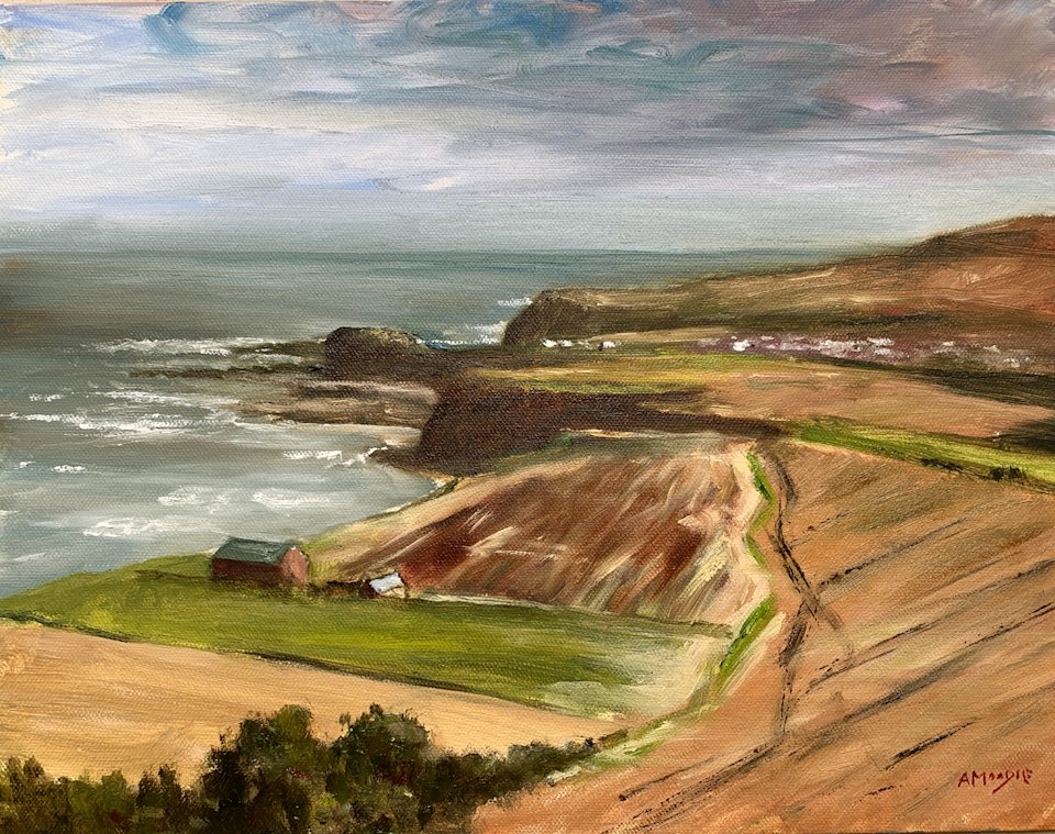 Cleveland Way Towards Staithes (oil on board, framed)