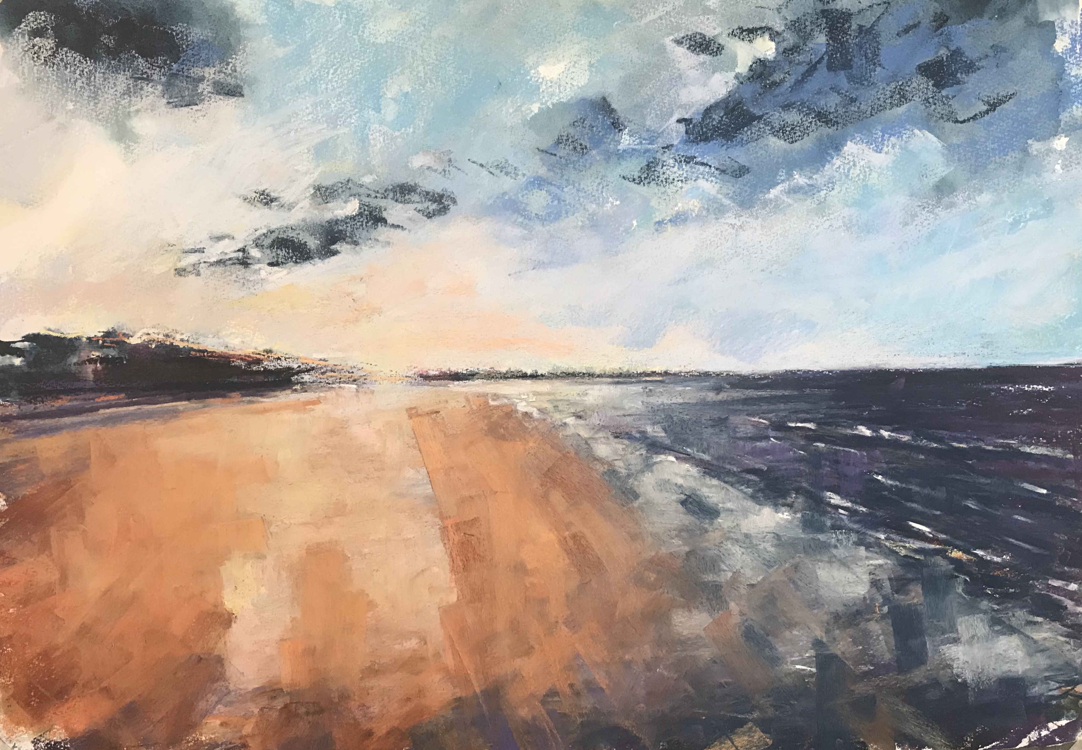 Dusk Falls (mixed media, mounted)