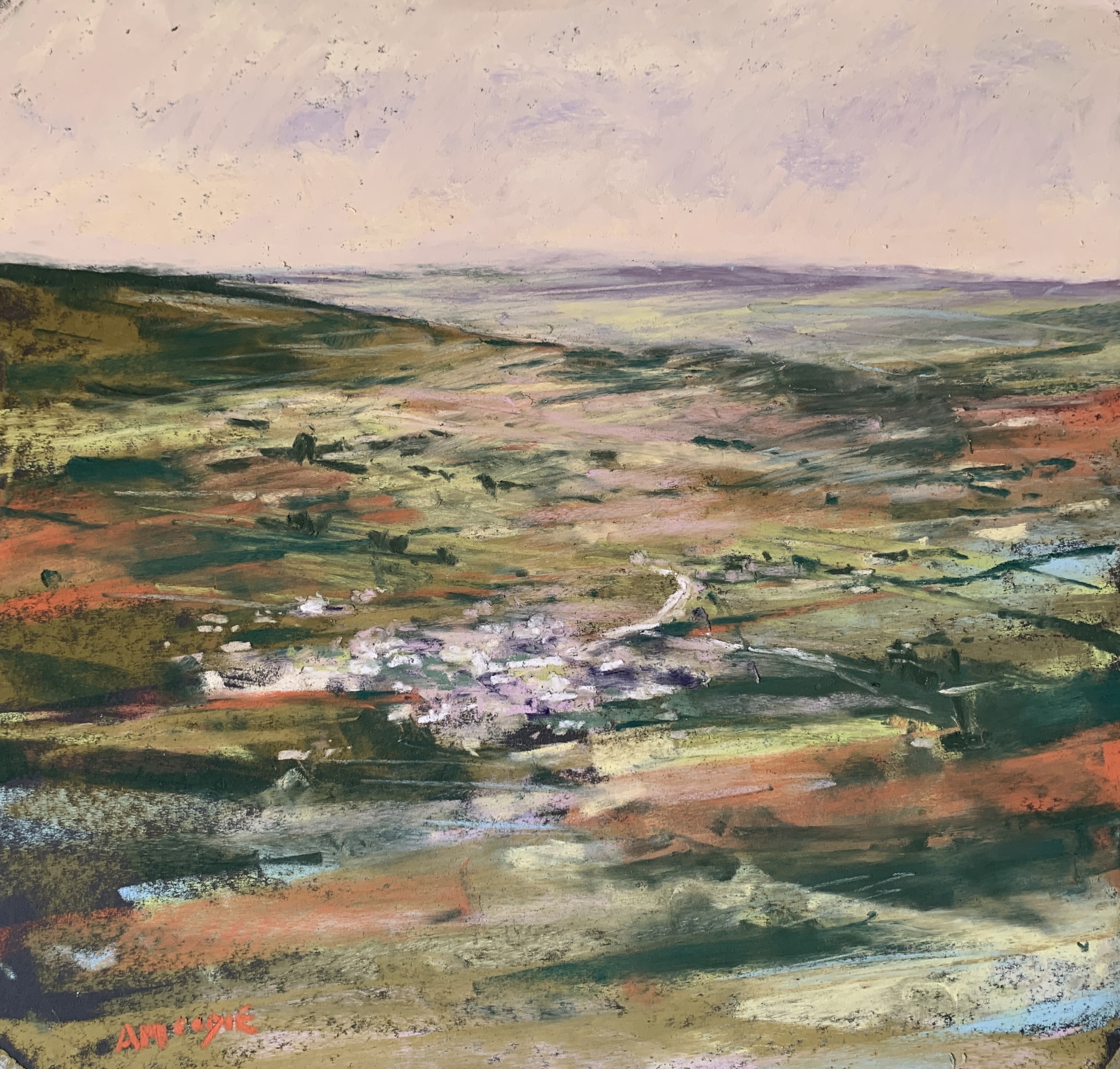 Dales Heights, Glasshouses (pastel, mounted)