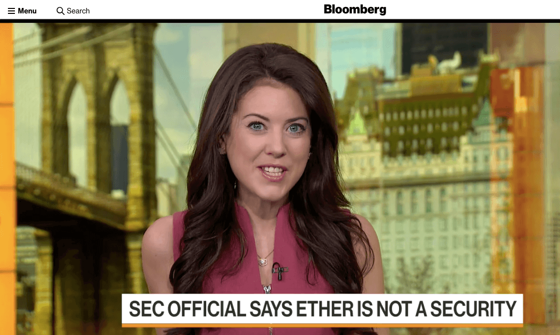 SEC: Cryptocurrencies such as Bitcoin and Ethereum are not securities; market rebounds
