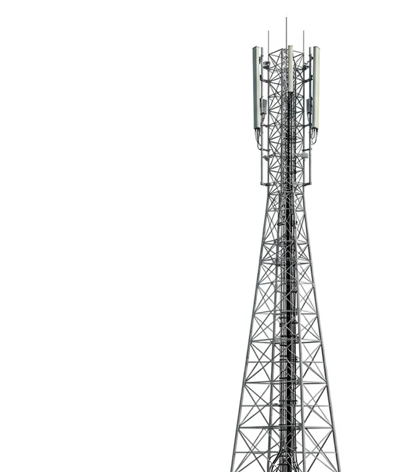 Image of a cell tower with a blank white background.