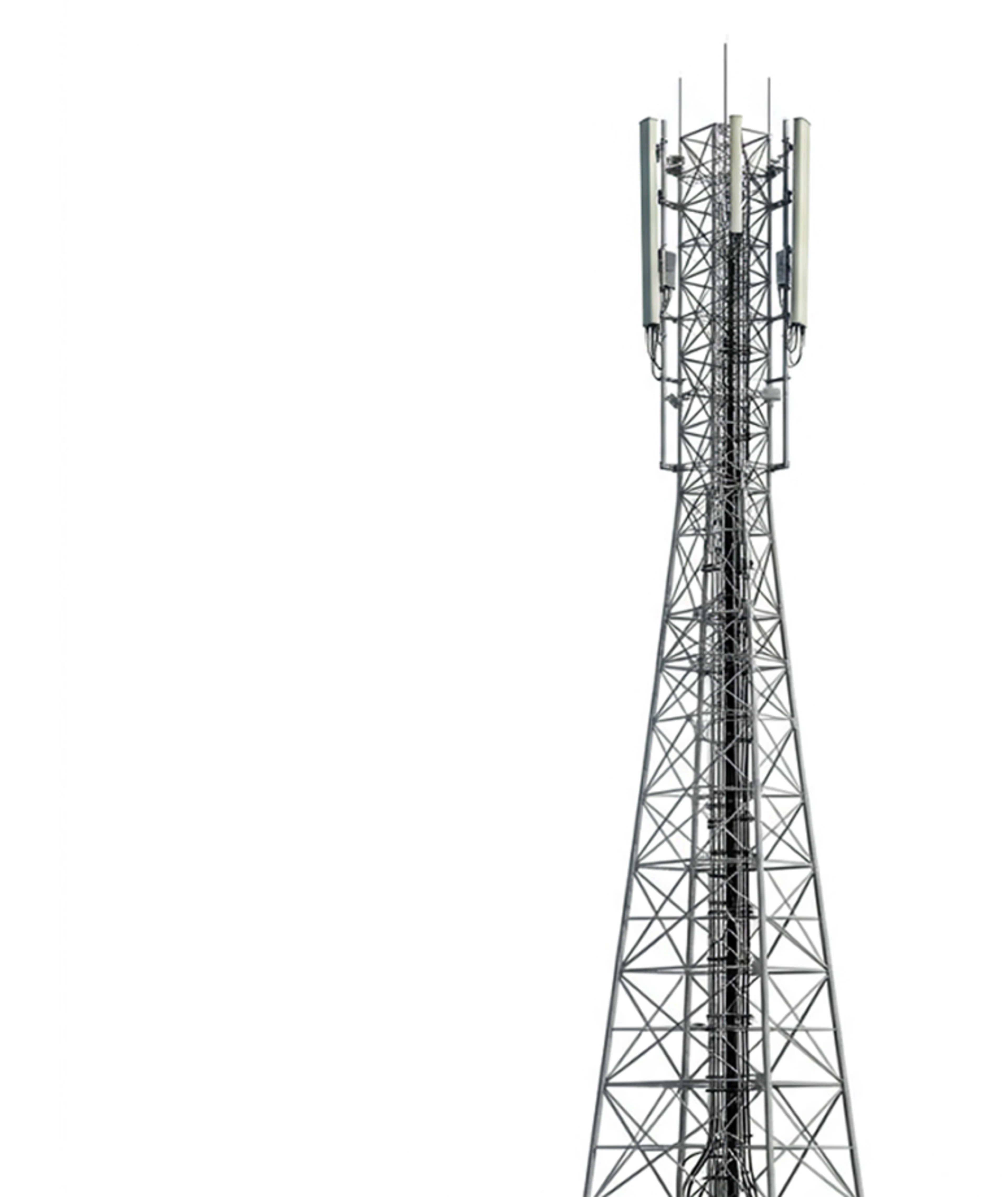 Image of a cell tower with a blank white background.