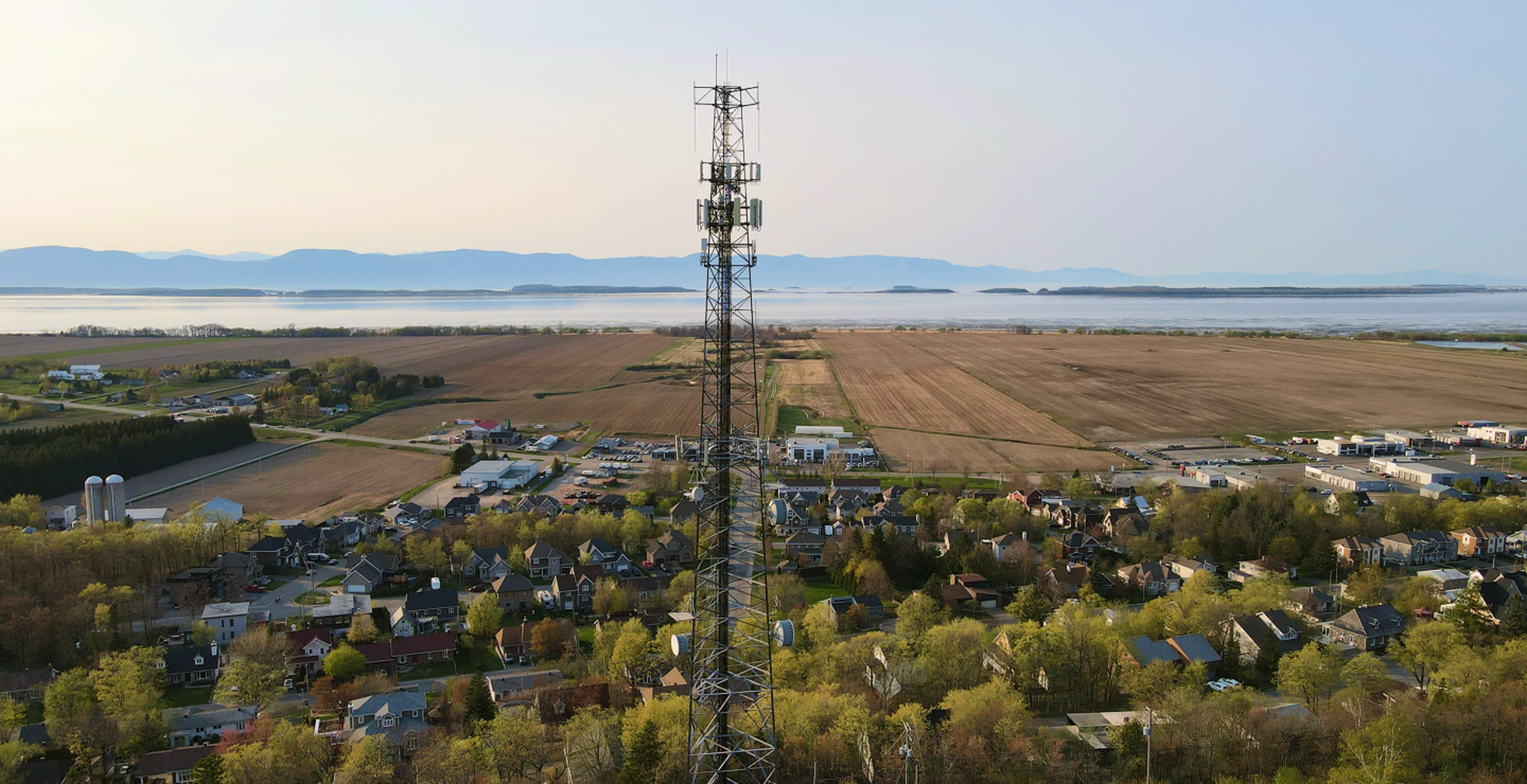 Cell tower in a small town