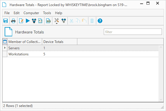 Hardware totals report results.
