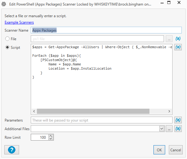 Adding a script to a PowerShell Scanner.