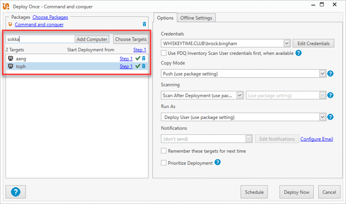 Add your deployment targets.