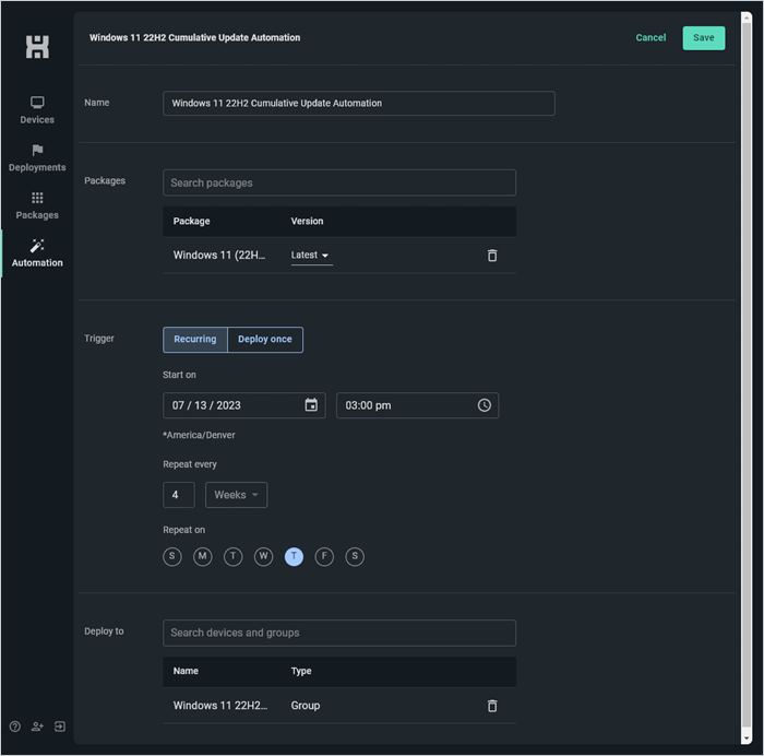 Completed automation configuration.