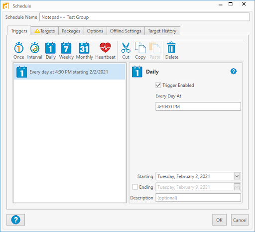 Configure the time of day you want this schedule to run.