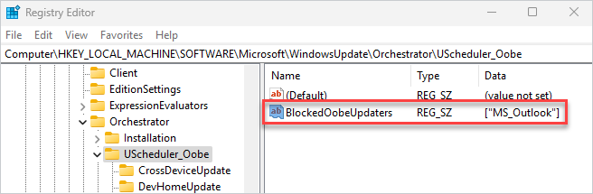 Preventing the new Outlook from installing by configuring an entry in the Registry.