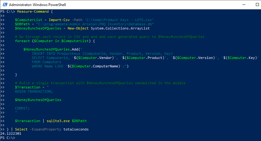 sqlite transaction increased speed