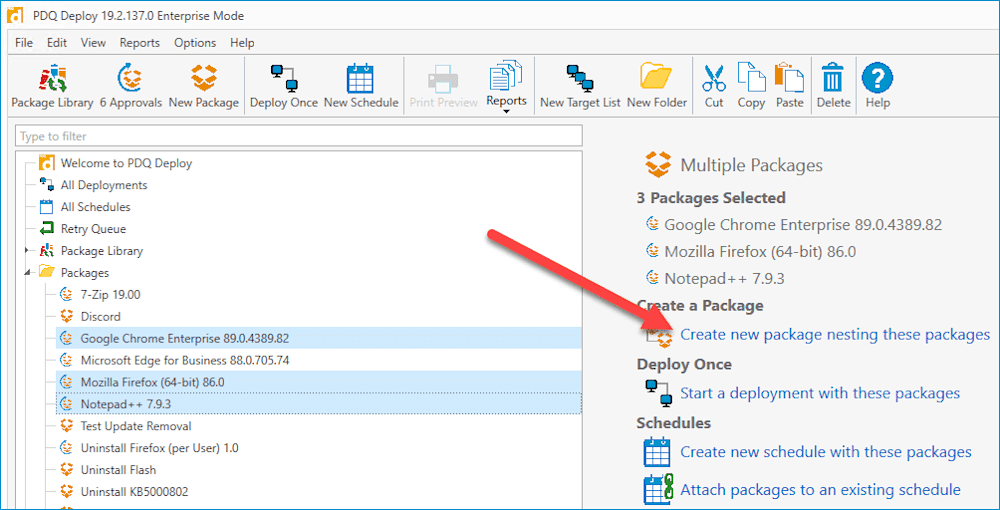 Create new package nesting these packages