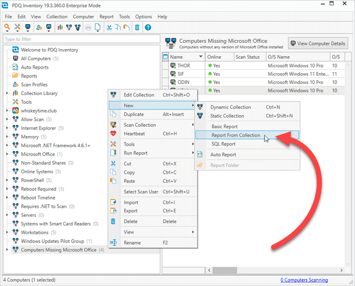 Building a report from a collection