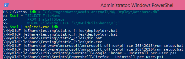 PowerShell and SQLite   Select FileName from database