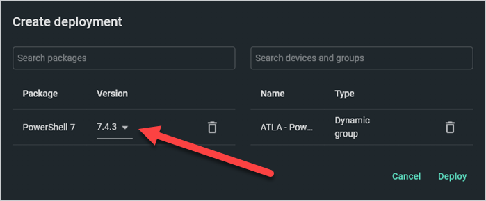 Select the correct PowerShell version in PDQ Connect.