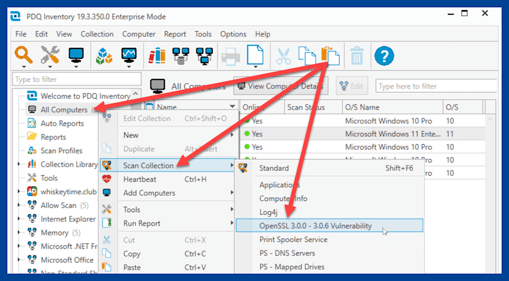 Running a scan against computers in PDQ Inventory