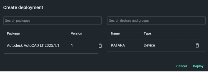 Deploy Autodesk AutoCAD LT to a target in PDQ Connect.