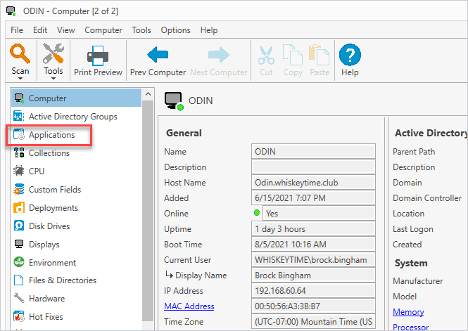 Screenshot of how to open the devices applications page, as explained on this page.