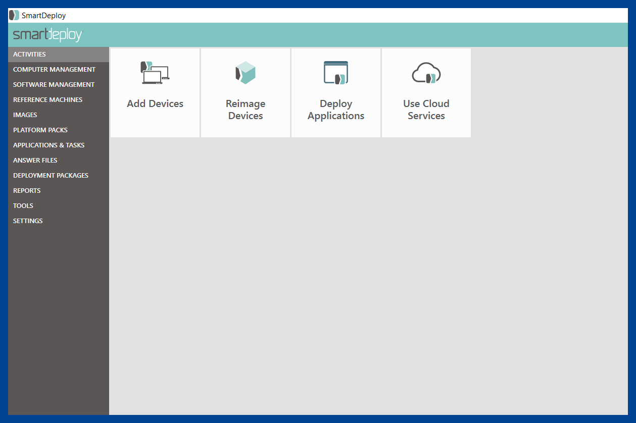 SmartDeploy interface