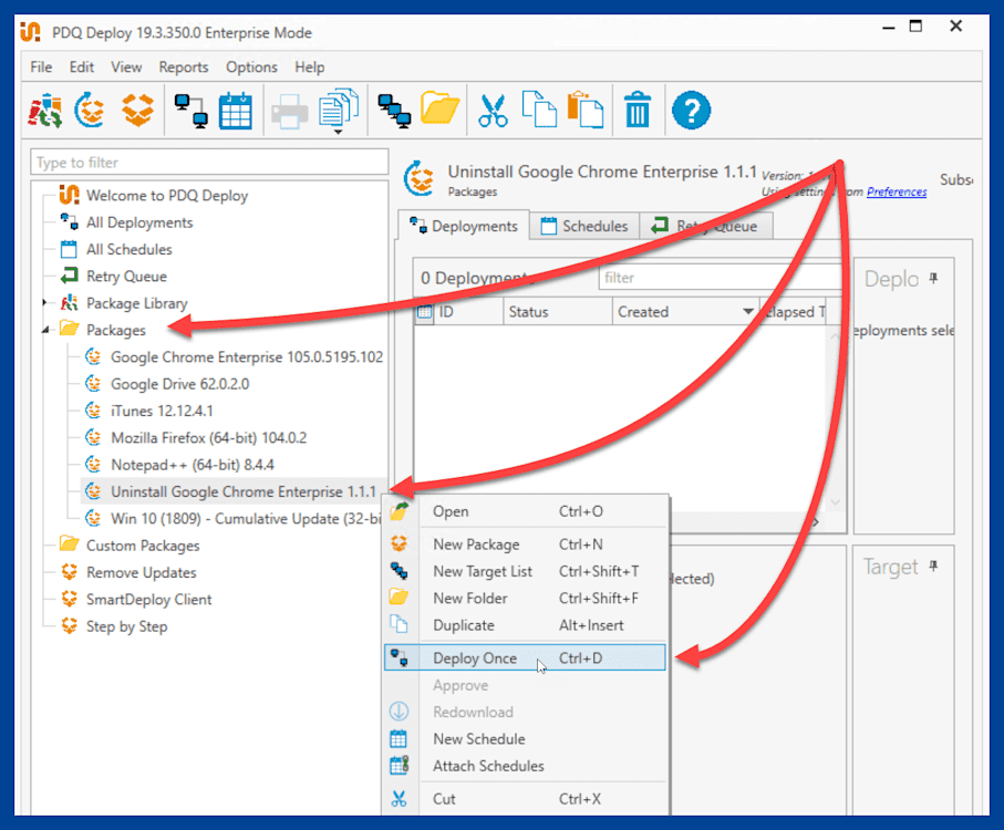 Deploy the Uninstall Google Chrome Enterprise package