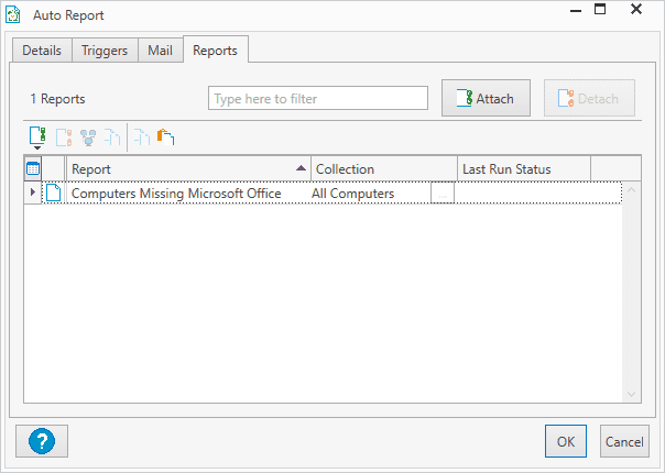 Attaching the report to the auto report schedule