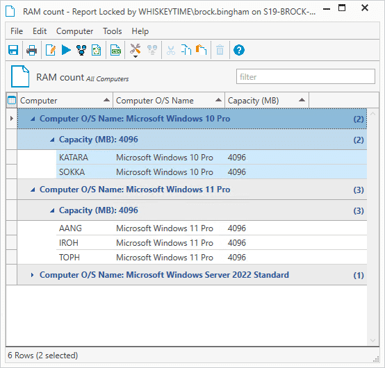 Group the report by columns to make it more legible.