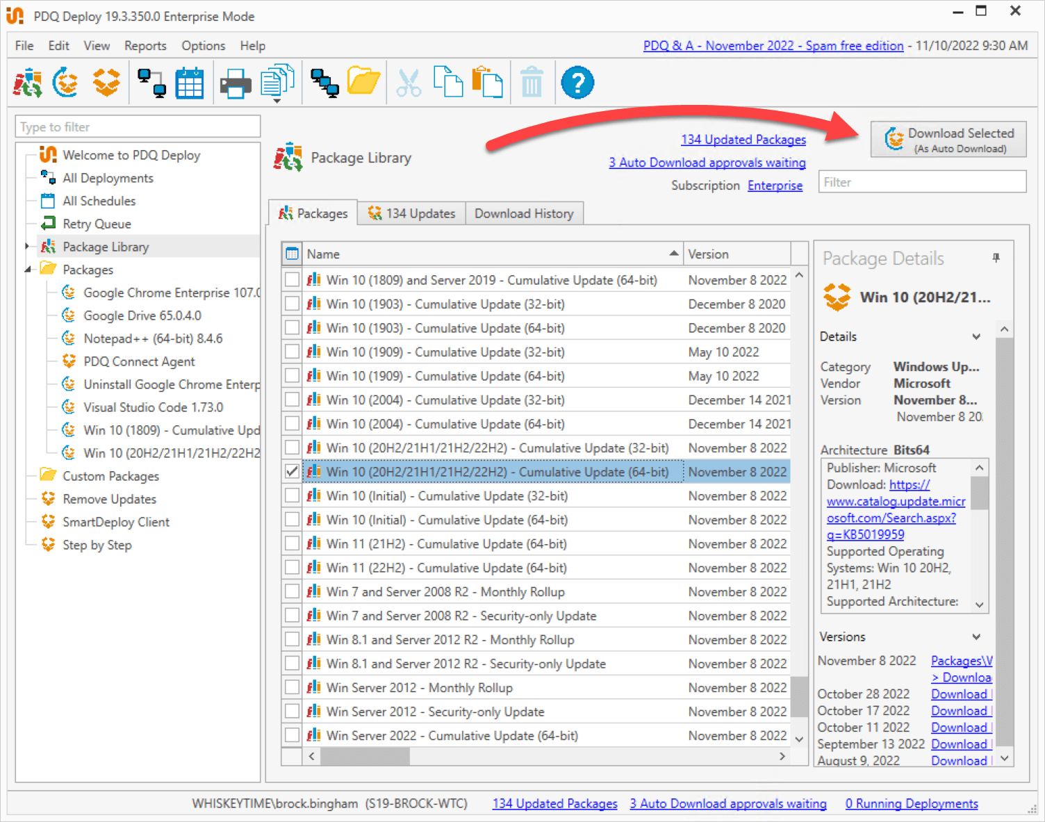 Downloading packages from the Package Library in PDQ Deploy