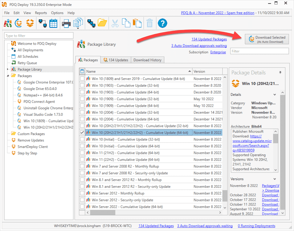 Downloading packages from the Package Library in PDQ Deploy