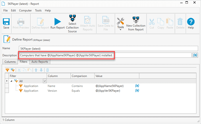 Add a description with variables.