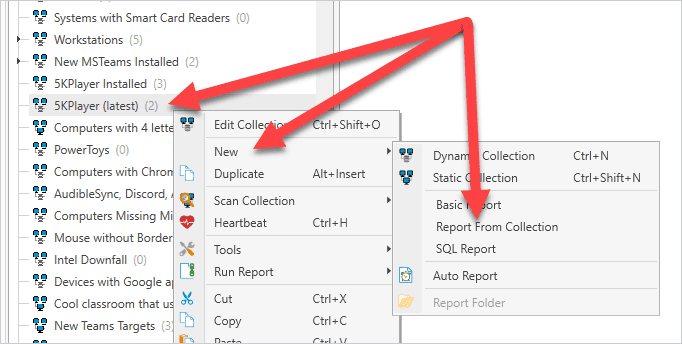 Creating a report from a collection.