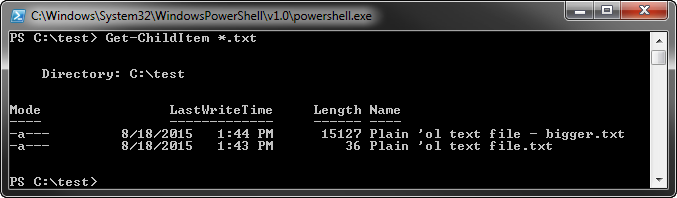 Powershell finding specific file types