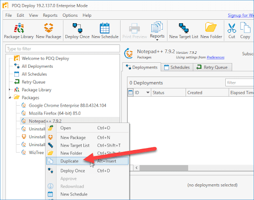 right-click on an auto-download package and click on Duplicate